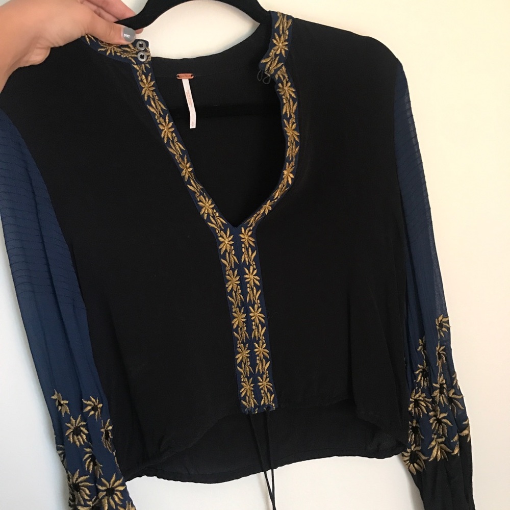 Free people cropped embroidered blouse